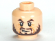 Part No: 3626cpb0558  Name: Minifigure, Head PotC Hector Barbossa Ragged Brown Beard Pattern - Hollow Stud