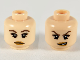 Part No: 3626cpb0564  Name: Minifigure, Head Dual Sided Female, Dark Brown Eyebrows and Eye Shadow, Medium Nougat Lips, Neutral / Conniving Pattern - Hollow Stud