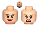 Part No: 3626cpb0635  Name: Minifigure, Head Dual Sided Female Black Eyebrows, Eyelashes, Red Lips, Smile / Angry with Bared Teeth Pattern - Hollow Stud