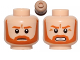 Part No: 3626cpb0670  Name: Minifigure, Head Dual Sided Dark Orange Trim Beard, Closed Mouth / Bared Teeth Pattern - Hollow Stud