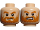 Part No: 3626cpb0724  Name: Minifigure, Head Dual Sided LotR Rohan Soldier Shaggy Beard and Eyebrows Frowning / Grimacing Pattern - Hollow Stud