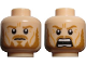 Part No: 3626cpb0725  Name: Minifigure, Head Dual Sided LotR Eomer Beard and Crow's Feet Frowning / Shouting Pattern - Hollow Stud