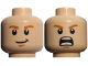 Part No: 3626cpb0726  Name: Minifigure, Head Dual Sided LotR Merry Smirking / Shouting Pattern - Hollow Stud