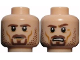 Part No: 3626cpb0727  Name: Minifigure, Head Dual Sided LotR Aragorn Brown Beard and Stubble Stern / Frown with Teeth Pattern - Hollow Stud