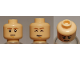 Part No: 3626cpb0783  Name: Minifigure, Head Dual Sided Brown Eyebrows, White Pupils, Chin Dimple, Somber / Closed Eyes Pattern (SW Han Solo) - Hollow Stud
