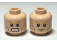 Part No: 3626cpb0873  Name: Minifigure, Head Dual Sided Bushy Orange Eyebrows, Cheek Lines, Frown / Angry with Bared Teeth Pattern (Aquaman) - Hollow Stud