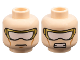 Part No: 3626cpb0928  Name: Minifigure, Head Dual Sided Gold Goggles with White Lens, Medium Nougat Cheek Lines, Slight Frown and Chin Dimple / Bared Teeth Pattern - Hollow Stud