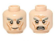 Part No: 3626cpb0937  Name: Minifigure, Head Dual Sided LotR Gandalf Thick Gray Eyebrows, Smile / Angry Pattern - Hollow Stud