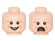 Part No: 3626cpb0976  Name: Minifigure, Head Dual Sided Light Gray Eyebrows, White Pupils, Open Mouth, Cheek Lines, Smile / Open Mouth Scared Pattern - Hollow Stud