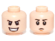 Part No: 3626cpb0991  Name: Minifigure, Head Dual Sided Black Eyebrows, Open Mouth Evil Grin / Closed Mouth Sad Pattern (SW Young Boba Fett) - Hollow Stud