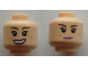 Part No: 3626cpb1003  Name: Minifigure, Head Dual Sided Female Brown Eyebrows, Beauty Marks, Pink Lips, Closed Mouth / Open Mouth Pattern (SW Padme Amidala) - Hollow Stud