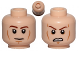 Part No: 3626cpb1011  Name: Minifigure, Head Dual Sided Brown Eyebrows, Black Eyes with Pupils, Wrinkles, Slight Smile / Angry with Bared Teeth Pattern (SW Anakin) - Hollow Stud
