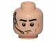 Part No: 3626cpb1032  Name: Minifigure, Head Black Eyebrows, Dark Orange Cheek Lines and Chin Dimple, Headset with Microphone, Neutral Pattern - Hollow Stud