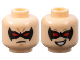Part No: 3626cpb1091  Name: Minifigure, Head Dual Sided Male Black Eye Mask Pointed with Red Eyes, Medium Nougat Chin Dimple, Determined / Lopsided Open Mouth Smile with Teeth Pattern - Hollow Stud