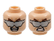 Part No: 3626cpb1155  Name: Minifigure, Head Dual Sided Thick Brown Eyebrows, Silver Sunglasses, Angry Bared Teeth / Open Mouth Smile Pattern (Doc Ock) - Hollow Stud
