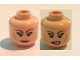 Part No: 3626cpb1212  Name: Minifigure, Head Dual Sided Female Dark Red Eyebrows, Eyelashes, Pink Lips, Cheek Lines, Smile / Bared Teeth Pattern (April O'Neil) - Hollow Stud