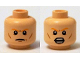 Part No: 3626cpb1265  Name: Minifigure, Head Dual Sided Orange Eyebrows, Cheek Lines, Closed Mouth / Open Mouth with Teeth Pattern - Hollow Stud