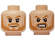 Part No: 3626cpb1307  Name: Minifigure, Head Dual Sided Medium Nougat Eyebrows and Beard, Smirk / Angry with Bared Teeth Pattern - Hollow Stud