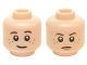 Part No: 3626cpb1340  Name: Minifigure, Head Dual Sided Child LotR Brown Eyebrows and Freckles, Slight Smile / Frown (Bain) Pattern - Hollow Stud