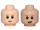Part No: 3626cpb1366  Name: Minifigure, Head Dual Sided Child Dark Tan Eyebrows, Medium Nougat Freckles and Chin Dimple, Concerned / Lopsided Open Mouth Smile with Teeth Pattern (SW Anakin) - Hollow Stud