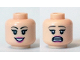 Part No: 3626cpb1370  Name: Minifigure, Head Dual Sided Female Black Eyelashes, Dark Pink Lips, Smile with Teeth / Open Mouth Scared Pattern (Daphne) - Hollow Stud