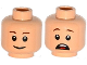 Part No: 3626cpb1394  Name: Minifigure, Head Dual Sided Reddish Brown Eyebrows, Smile / Open Mouth Scared with Top Teeth and Red Tongue Pattern - Hollow Stud