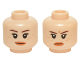 Part No: 3626cpb1419  Name: Minifigure, Head Dual Sided Female Dark Brown Eyebrows, Black Eyelashes, Freckles, Nougat Lips, Neutral / Stern Pattern - Hollow Stud