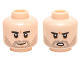 Part No: 3626cpb1428  Name: Minifigure, Head Dual Sided Black Eyebrows, Black Stubble, White Pupils Smiling / Open Mouth Scowling Pattern (SW Poe Dameron) - Hollow Stud