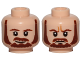 Part No: 3626cpb1451  Name: Minifigure, Head Dual Sided Beard, Brown Eyebrows, Moustache, White Pupils, Smile / Frown Pattern (SW Qui-Gon) - Hollow Stud