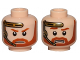 Part No: 3626cpb1472  Name: Minifigure, Head Dual Sided Dark Orange Trim Beard and Headset, Closed Mouth / Bared Teeth Pattern (SW Obi-Wan) - Hollow Stud