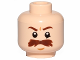 Part No: 3626cpb1493  Name: Minifigure, Head Moustache Brown Bushy Large, Brown Eyebrows, White Pupils Pattern (SW Trooper) - Hollow Stud