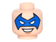 Part No: 3626cpb1513  Name: Minifigure, Head Male Blue Eye Mask Pointed with White Eyes, Nougat Chin Dimple, Open Mouth Smile with Teeth Pattern - Hollow Stud