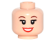 Part No: 3626cpb1555  Name: Minifigure, Head Female with Red Lips, Open Mouth Smile, Brown Eyebrows, Eyelashes Pattern (Ariel) - Hollow Stud
