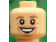 Part No: 3626cpb1603  Name: Minifigure, Head Dark Tan Eyebrows, Chin Stubble, White Pupils, Cheek Lines, Open Smile Pattern (Max Kruse) - Hollow Stud