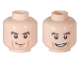 Part No: 3626cpb1782  Name: Minifigure, Head Dual Sided Brown Eyebrows, Cheek Lines, Smile / Smile with Teeth Pattern - Hollow Stud