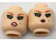 Part No: 3626cpb1786  Name: Minifigure, Head Dual Sided Female Red Eyebrows, Green Eye Shadow, Worried / Pursed Lips Pattern - Hollow Stud