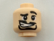 Part No: 3626cpb1849  Name: Minifigure, Head Black Eyebrows, Left Raised Eyebrow, Black Goatee, White Eyes with Black Pupils, Crooked Grin Pattern - Hollow Stud