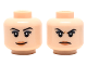 Part No: 3626cpb2066  Name: Minifigure, Head Dual Sided Female Black Eyebrows, Peach Lips, Smirk/Frown Pattern - Hollow Stud