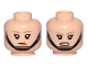 Part No: 3626cpb2100  Name: Minifigure, Head Dual Sided Female Dark Tan Eyebrows, Black Chin Strap, Disgusted / Angry Pattern - Hollow Stud