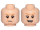 Part No: 3626cpb2129  Name: Minifigure, Head Dual Sided Orange Eyebrows, Facial Hairs, Long White Scar on Left Side, Frown / Open Mouth Pattern (SW Rebolt) - Hollow Stud