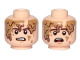 Part No: 3626cpb2138  Name: Minifigure, Head Dual Sided Brown Eyebrows, Cheek Lines, Chin Dimple, Dirt Stains, Determined / Scared Pattern (SW Han Solo, Mudtrooper) - Hollow Stud