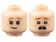Part No: 3626cpb2164  Name: Minifigure, Head Dual Sided Child Dark Orange Eyebrows, Nougat Freckles, Lopsided Grin / Scared Open Mouth with Top Teeth Pattern - Hollow Stud