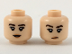 Part No: 3626cpb2197  Name: Minifigure, Head Dual Sided Female Dark Brown Eyebrows, Nougat Lips, Neutral Expression / Small Smile Pattern - Hollow Stud