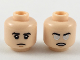 Part No: 3626cpb2204  Name: Minifigure, Head Dual Sided Black Eyebrows, Neutral Expression / Angry with Silver and White Eyes Pattern - Hollow Stud