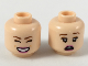 Part No: 3626cpb2213  Name: Minifigure, Head Dual Sided Female Reddish Brown Eyebrows, Peach Eye Shadow, Magenta Lips, Smile with Closed Eyes/Scared Pattern - Hollow Stud