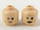 Part No: 3626cpb2215  Name: Minifigure, Head Dual Sided White Eyebrows, Gray Right Eye, Neutral / Furrowed Brow and Open Mouth Pattern - Hollow Stud