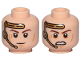 Part No: 3626cpb2225  Name: Minifigure, Head Dual Sided Gold Headset, Closed Mouth Smile / Angry Pattern (SW Anakin) - Hollow Stud