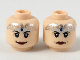 Part No: 3626cpb2226  Name: Minifigure, Head Dual Sided Female Silver Tiara with Blue Stone, Dark Red Lips, Smile / Slight Frown Pattern - Hollow Stud