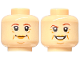 Part No: 3626cpb2227  Name: Minifigure, Head Dual Sided Female Reddish Brown Eyebrows, Medium Nougat Lips, Wrinkles, Grin / Smile with Raised Eyebrow Pattern - Hollow Stud