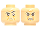 Part No: 3626cpb2236  Name: Minifigure, Head Dual Sided Black Eyebrows, Medium Nougat Furrowed Brow, Chin Dimple, and Jowl Lines, Frown with Raised Eyebrow / Angry Open Mouth Scowl with Teeth Pattern - Hollow Stud